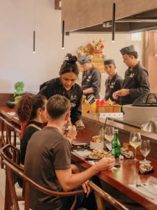 Japanese fine dining Ubud with refined interior and culinary presentation