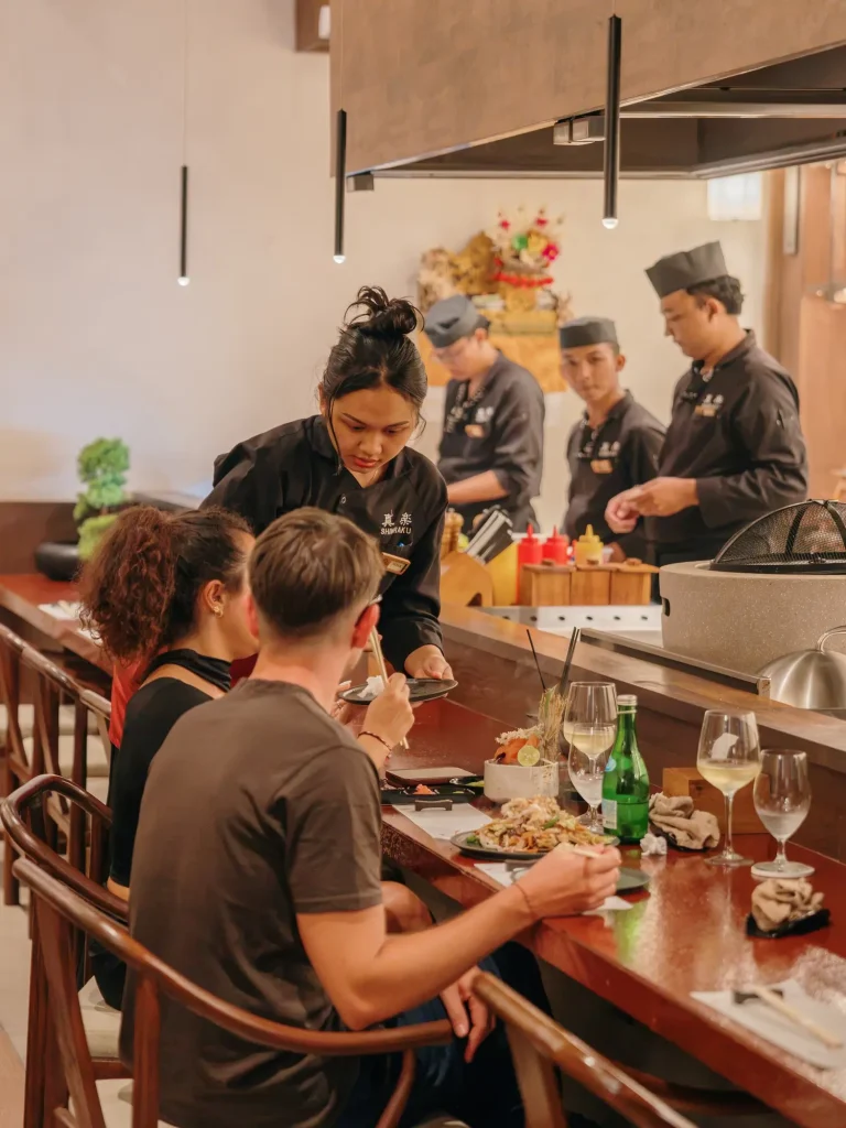 Japanese fine dining Ubud with refined interior and culinary presentation